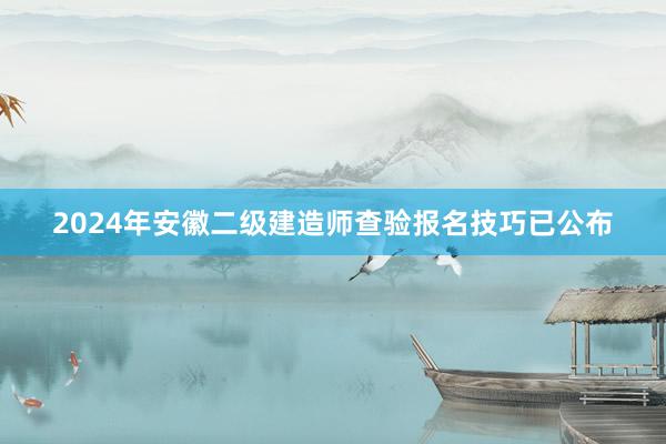 2024年安徽二级建造师查验报名技巧已公布